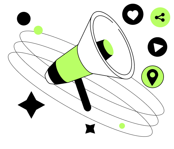 Megaphone with social media icons